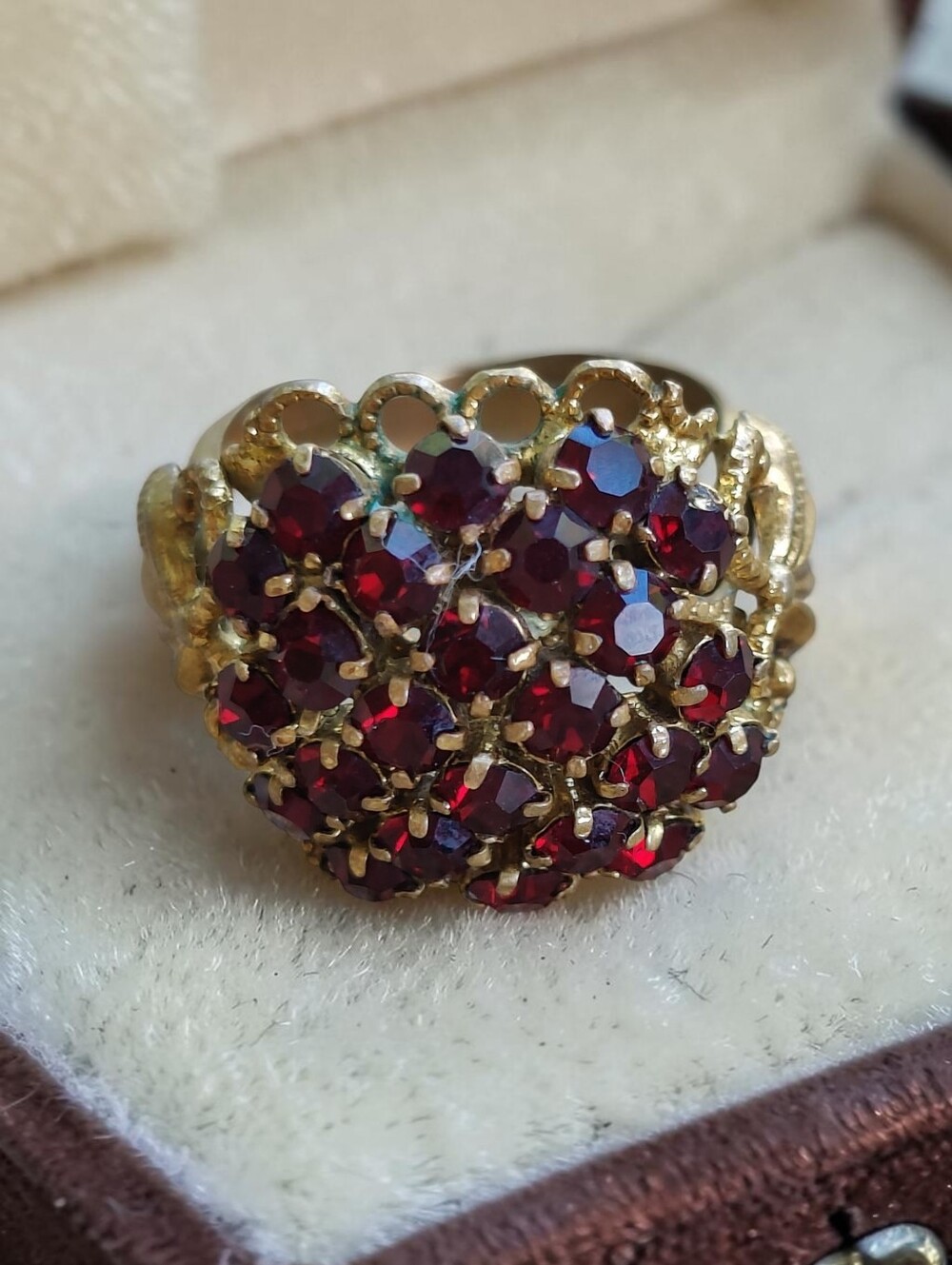 Antique Bohemian Garnet Cluster Ring